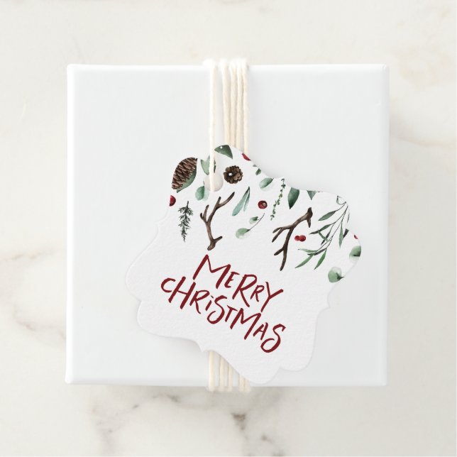 Frohe Weihnachten | Rustikale Winterlandschaft Ber Geschenkanhänger (Beispiel)