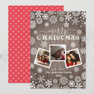 Frohe Weihnachten Rustikaler Holzschneeflocke 3 Fo