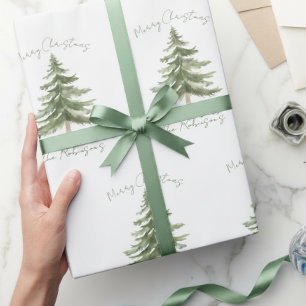 Frohe Weihnachten Rustikaler Minimalistischer Baum Geschenkpapier