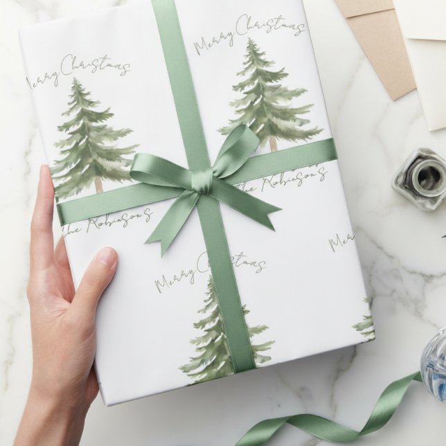 Frohe Weihnachten Rustikaler Minimalistischer Baum Geschenkpapier (Von Creator hochgeladen)