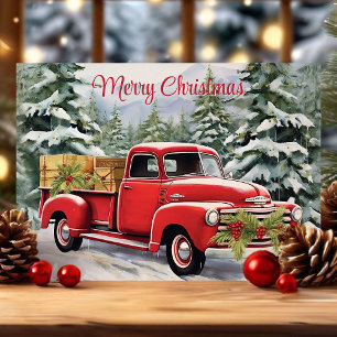 Frohe Weihnachten Rustikaler Vintage-Roter LKW