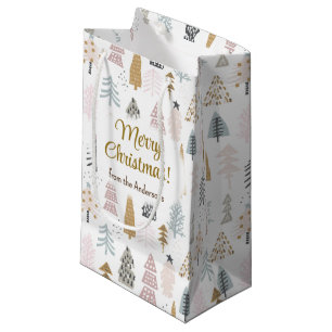 Frohe Weihnachten Rustikales Bauernhaus Winterbaum Kleine Geschenktüte