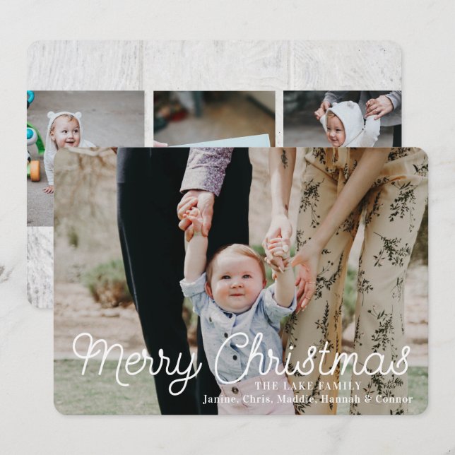 Frohe Weihnachten Rustikales Foto Urlaubskarte (Vorne/Hinten)