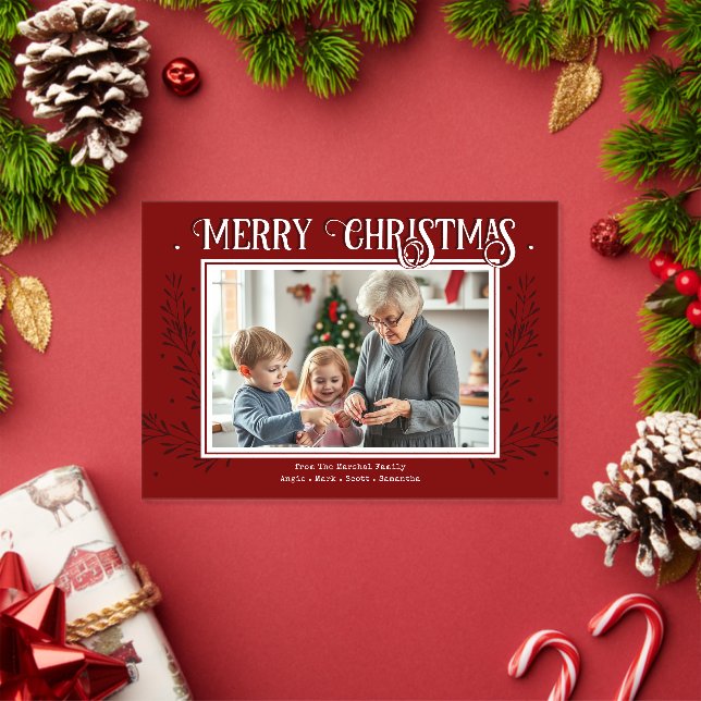 Frohe Weihnachten Rustikales Rotes Foto Acryleinladungen (Insitu (Feiertag))
