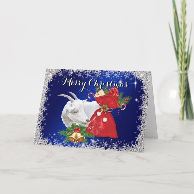 Frohe Weihnachten Saanen Goat Christmas Card (Vorderseite)