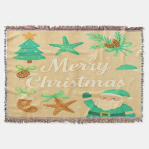 Frohe Weihnachten Sage Green Decke
