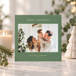 Frohe Weihnachten Sage Grün Zwei Fotos Modern