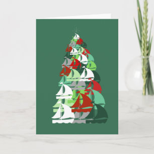 Frohe Weihnachten - Sailboat Weihnachtsbaum Karte
