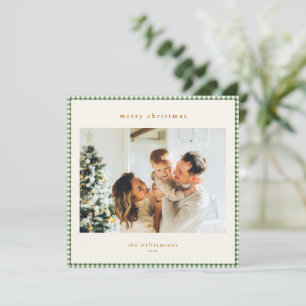 Frohe Weihnachten Salbeigrüne Gingham-Rahmen-Foto