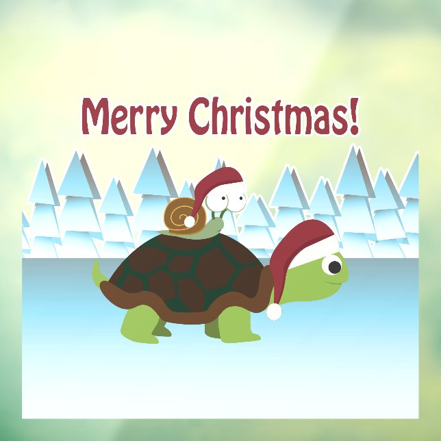 Frohe Weihnachten! San Turtle und Santa Snail  Fensteraufkleber (Blatt 3)