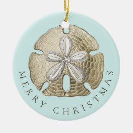 Frohe Weihnachten Sand Dollar Türkis Küste Keramik Ornament