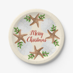 Frohe Weihnachten Sand Dollars Weihnachtskranz Pappteller