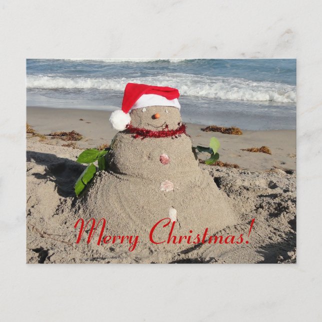 Frohe Weihnachten! Sandman Snowman Feiertagspostkarte (Vorderseite)