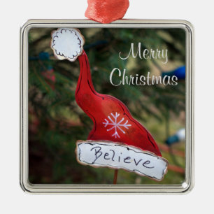 Frohe Weihnachten Sankt glauben Hut Silbernes Ornament