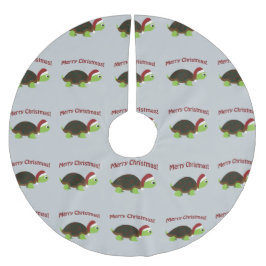Frohe Weihnachten! Sankt-Schildkröte Polyester Weihnachtsbaumdecke