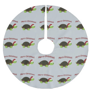 Frohe Weihnachten! Sankt-Schildkröte Polyester Weihnachtsbaumdecke