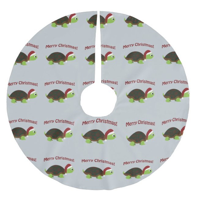 Frohe Weihnachten! Sankt-Schildkröte Polyester Weihnachtsbaumdecke (Vorderseite)