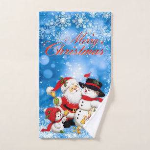 Frohe Weihnachten Sankt und Freunde Badhandtuch Set