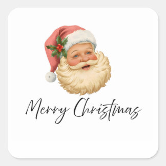 Frohe Weihnachten Santa Aufkleber | Vintage Etiket