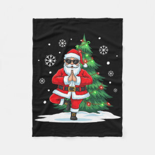 Frohe Weihnachten Santa beim Yoga Sportliebhaber Fleecedecke