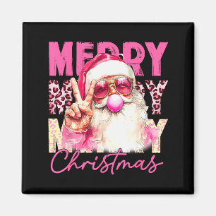 Frohe Weihnachten Santa Bubble Gum Pink Xmas Famil Magnet