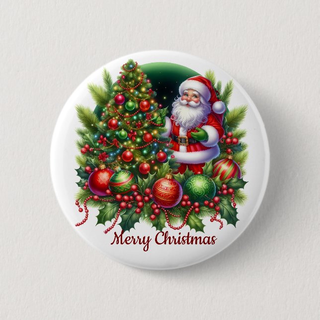 Frohe Weihnachten Santa Button (Vorderseite)