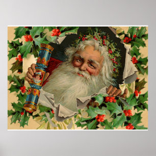 Frohe Weihnachten Santa Claus Antik klassisch Poster