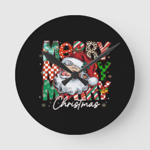 Frohe Weihnachten Santa Claus Essential Runde Wanduhr