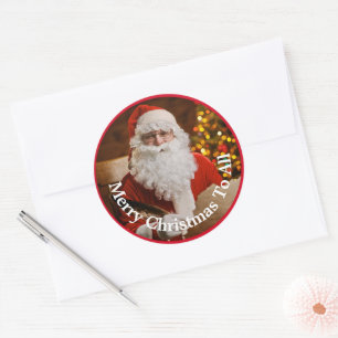 Frohe Weihnachten Santa Claus personalisieren Runder Aufkleber