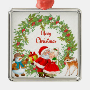 Frohe Weihnachten Santa Claus und Frau Claus Ornament Aus Metall
