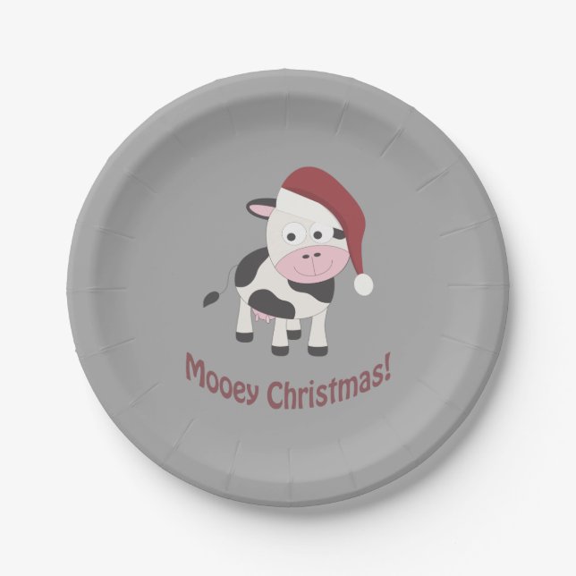 Frohe Weihnachten! Santa Cow Pappteller (Vorderseite)