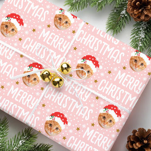 Frohe Weihnachten Santa Eins Foto Süßes Gesicht Ro Geschenkpapier