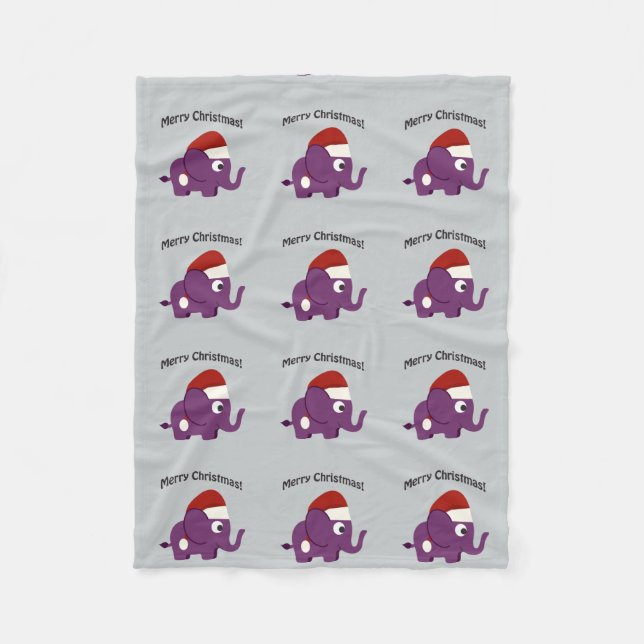 Frohe Weihnachten! Santa Elephant Fleecedecke (Vorderseite)