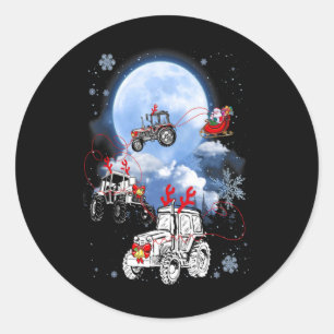 Frohe Weihnachten Santa Fahrt LKW Schlitten Xmas P Runder Aufkleber
