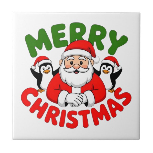 Frohe Weihnachten Santa Fliese (Vorderseite)