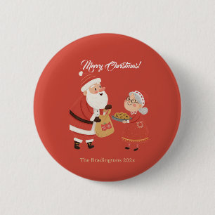 Frohe Weihnachten Santa Frau Claus Button