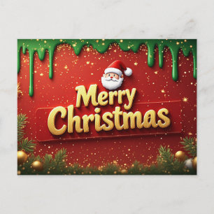 Frohe Weihnachten Santa Grün Rot Postkarte
