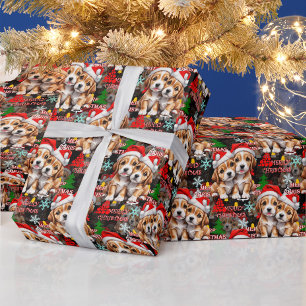 Frohe Weihnachten Santa Hut Hund Welpe Design - Sc Geschenkpapier