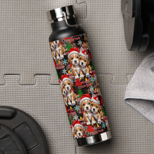 Frohe Weihnachten Santa Hut Hund Welpe Design - Sc Trinkflasche