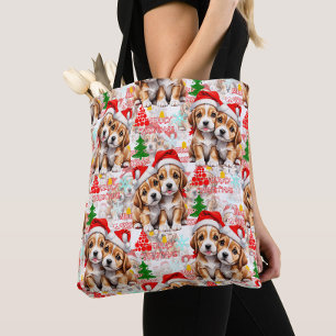 Frohe Weihnachten Santa Hut Hund Welpe Design - We Tasche