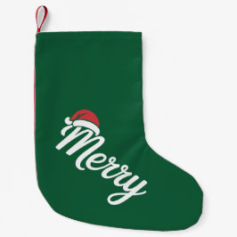 Frohe Weihnachten Santa Hut in fett schwarz Kleiner Weihnachtsstrumpf