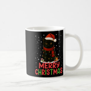 Frohe Weihnachten Santa Hut Lustige Schwarze Katze Kaffeetasse