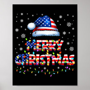 Frohe Weihnachten Santa Hut Pjs Pyjama US-Flagge X Poster