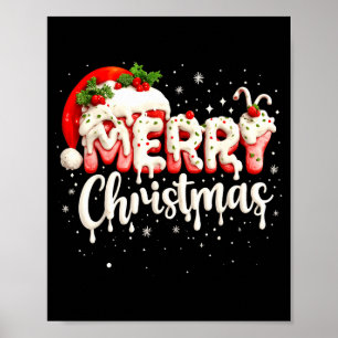 Frohe Weihnachten Santa Hut Weihnachten Familie pa Poster