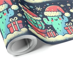Frohe Weihnachten Santa Kaktuspflanzen Geschenkpapier