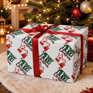 Frohe Weihnachten Santa Karo Matt Geschenkpapier