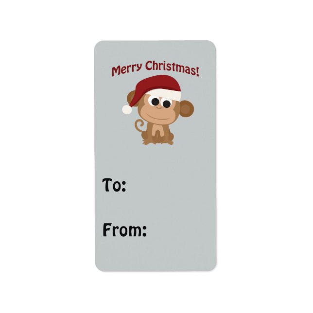 Frohe Weihnachten! Santa Monkey Adressaufkleber (Vorne)