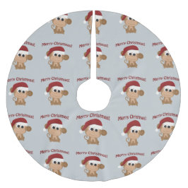 Frohe Weihnachten! Santa Monkey Polyester Weihnachtsbaumdecke