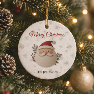 Frohe Weihnachten Santa – Personalisierte Familie  Keramik Ornament
