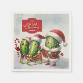 Frohe Weihnachten Santa Pickles Serviette